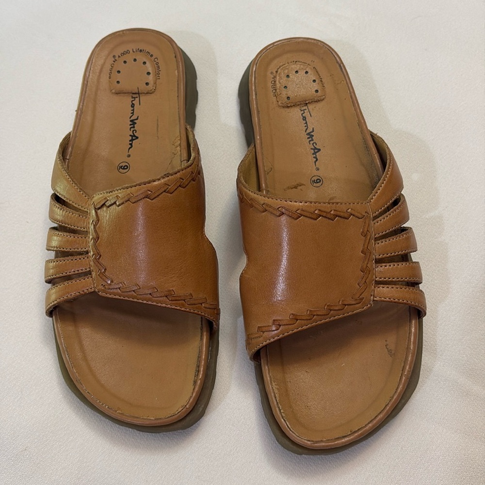 Leather Thom McAn Slip On Sandals - Size 9 (fits like an 8)